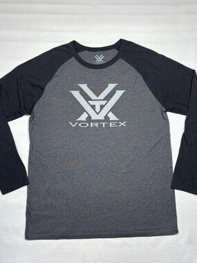 Vortex Optics Men's Large Gray/Black Raglan Core Logo Long Sleeve T-Shirt